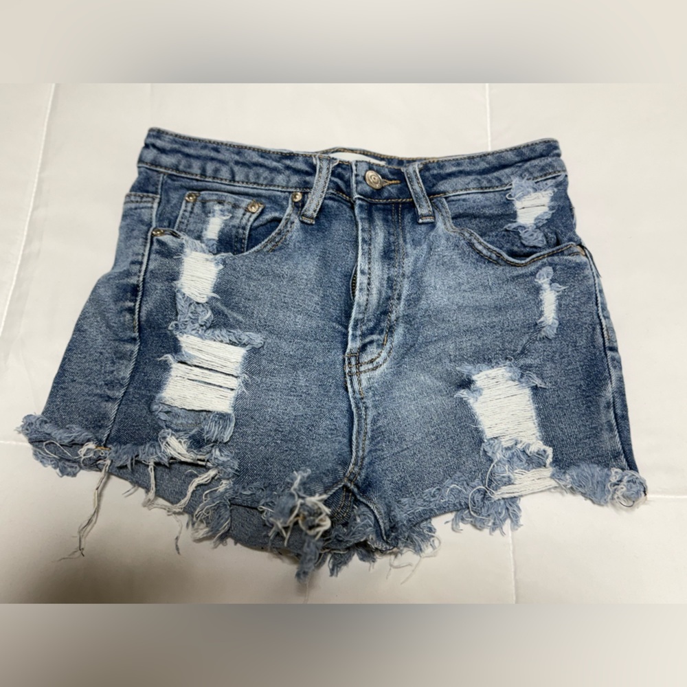 Almost Famous Blue Distressed Jean Shorts